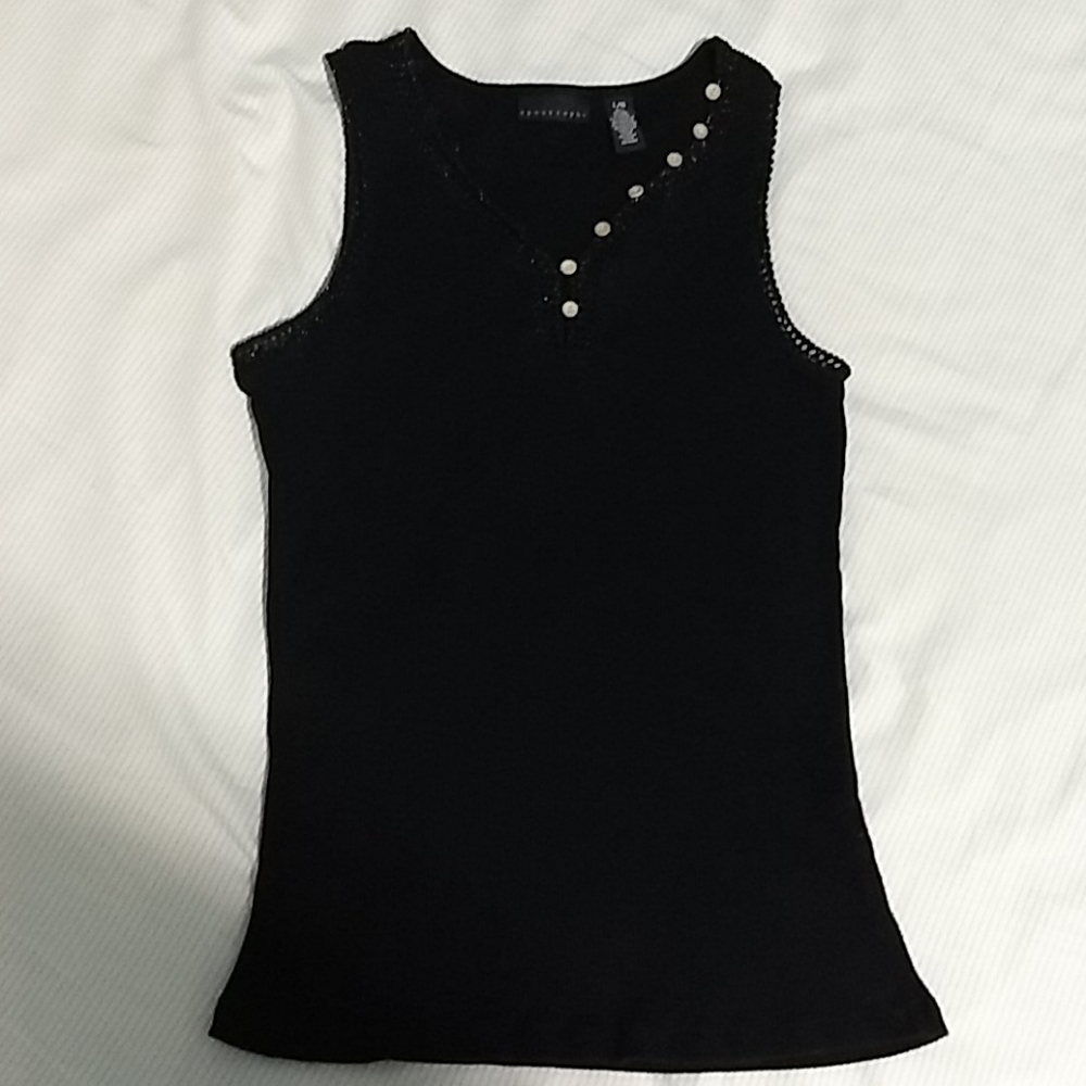 Apostrophe knitted black tank